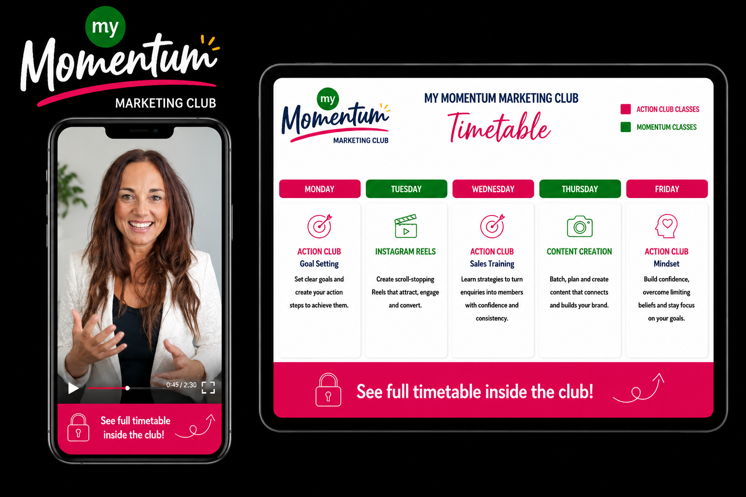 MY Momentum Marketing Club example timetable