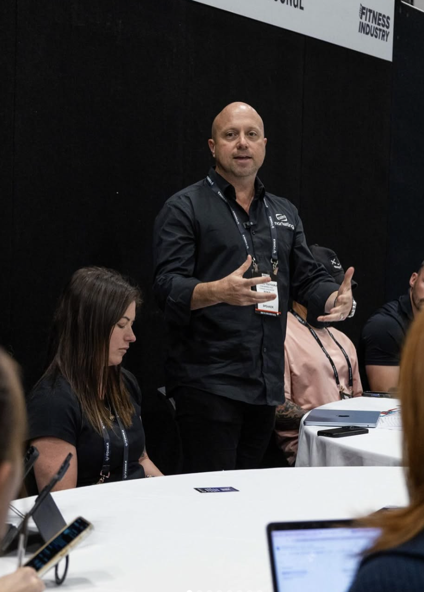 Richard speaking at a fitness industry education event