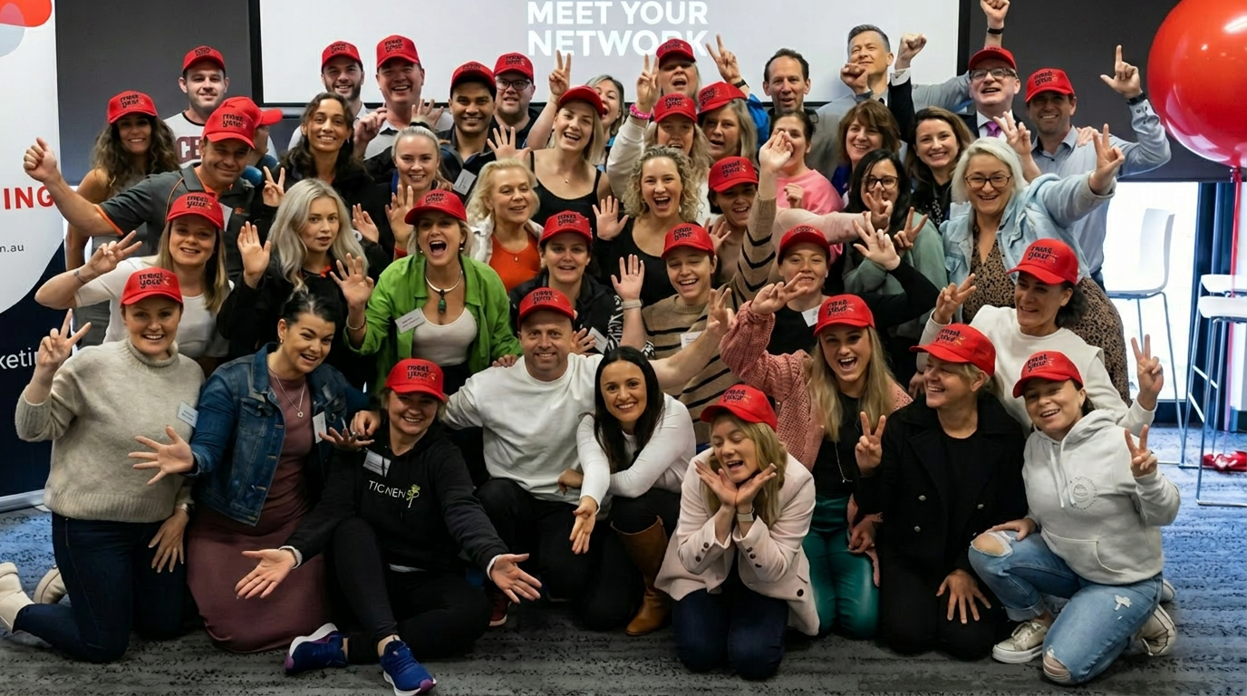 Meet Your Network community celebrating together at a live event