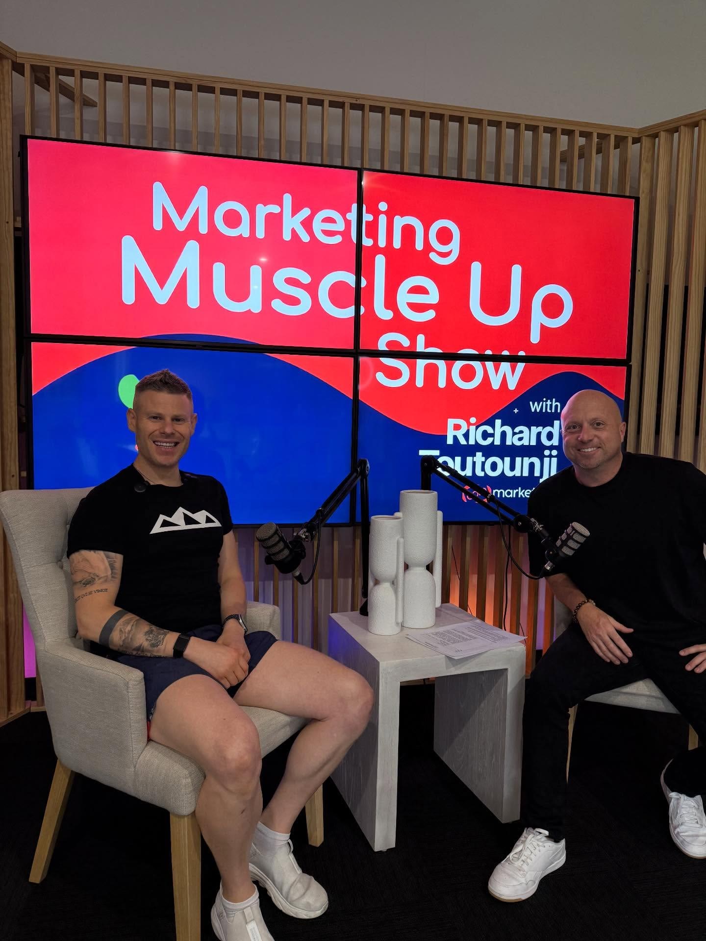 Richard and Joey recording a podcast
